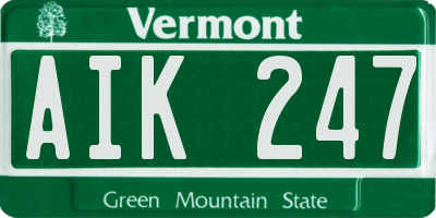 VT license plate AIK247