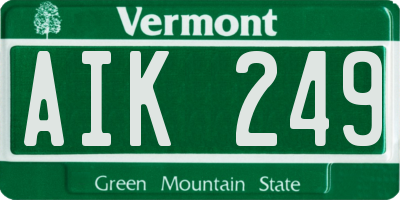 VT license plate AIK249