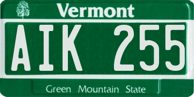 VT license plate AIK255