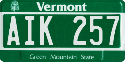 VT license plate AIK257