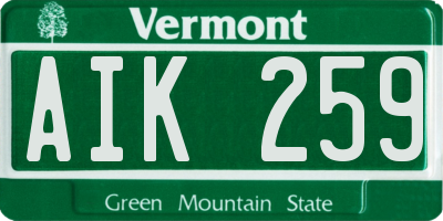 VT license plate AIK259
