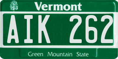 VT license plate AIK262
