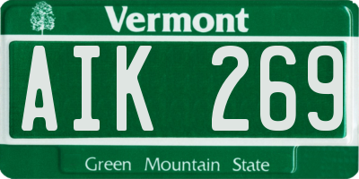 VT license plate AIK269