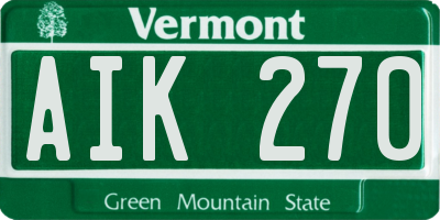 VT license plate AIK270