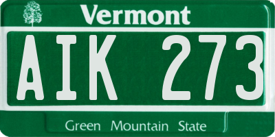 VT license plate AIK273