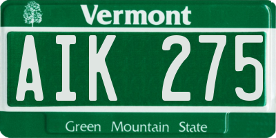 VT license plate AIK275
