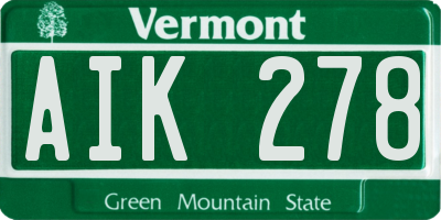 VT license plate AIK278