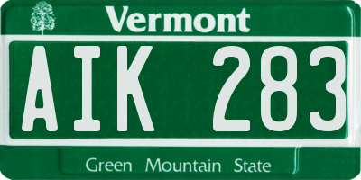 VT license plate AIK283