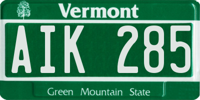 VT license plate AIK285