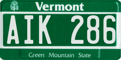 VT license plate AIK286