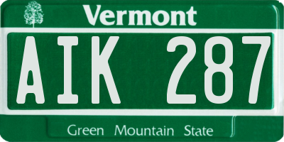 VT license plate AIK287