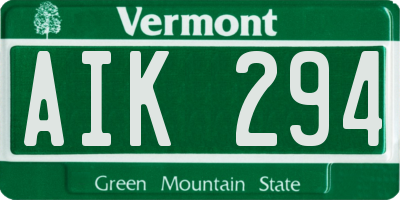 VT license plate AIK294