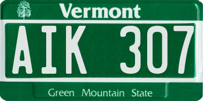 VT license plate AIK307