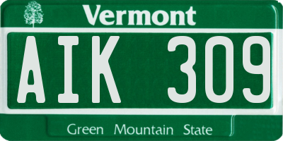 VT license plate AIK309