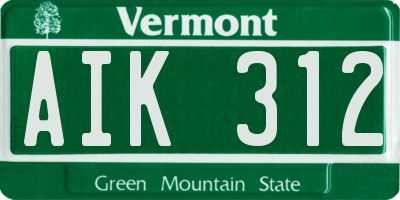 VT license plate AIK312