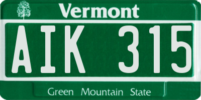VT license plate AIK315