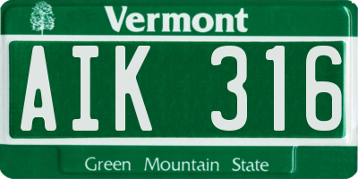 VT license plate AIK316