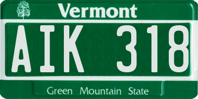 VT license plate AIK318