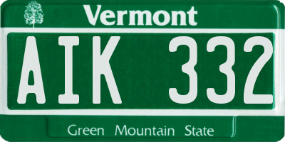 VT license plate AIK332