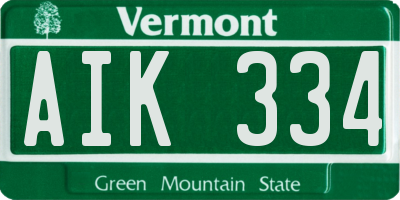 VT license plate AIK334
