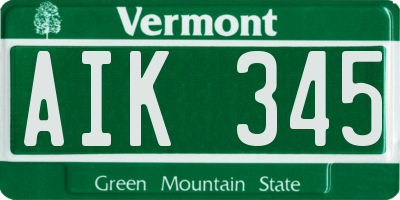 VT license plate AIK345
