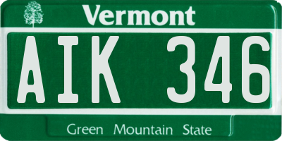 VT license plate AIK346