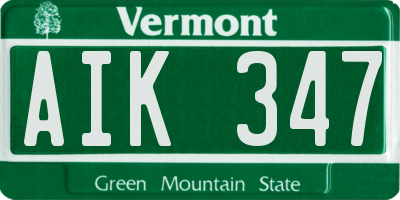 VT license plate AIK347