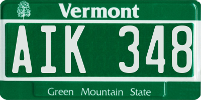 VT license plate AIK348