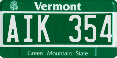 VT license plate AIK354