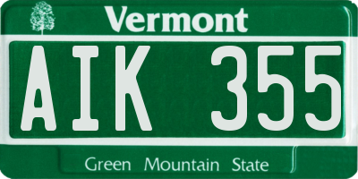 VT license plate AIK355