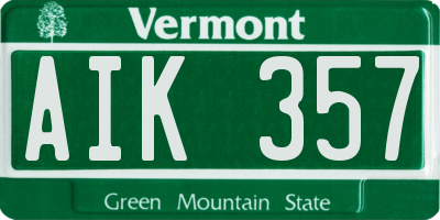 VT license plate AIK357
