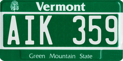 VT license plate AIK359