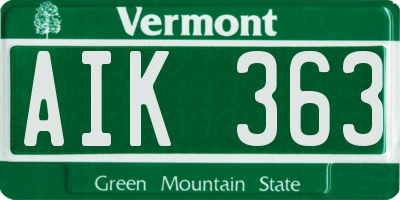 VT license plate AIK363