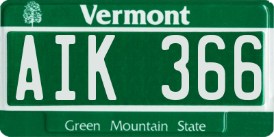 VT license plate AIK366