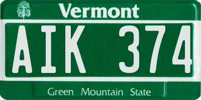 VT license plate AIK374