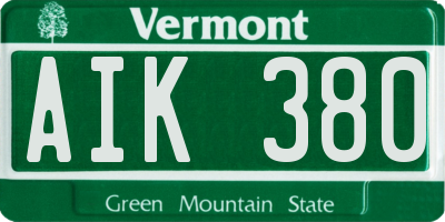 VT license plate AIK380
