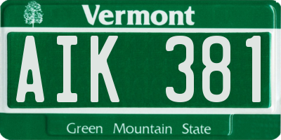 VT license plate AIK381