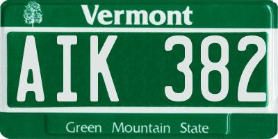 VT license plate AIK382