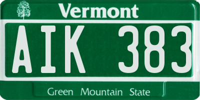 VT license plate AIK383