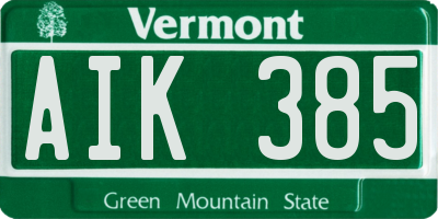 VT license plate AIK385