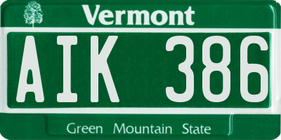 VT license plate AIK386