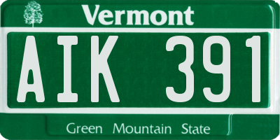 VT license plate AIK391