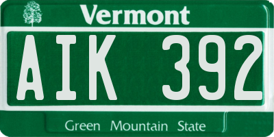 VT license plate AIK392