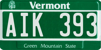 VT license plate AIK393