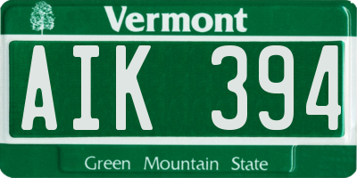 VT license plate AIK394