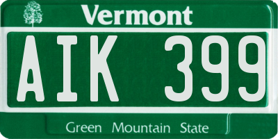 VT license plate AIK399