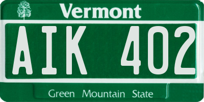 VT license plate AIK402