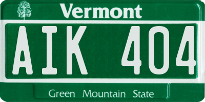 VT license plate AIK404