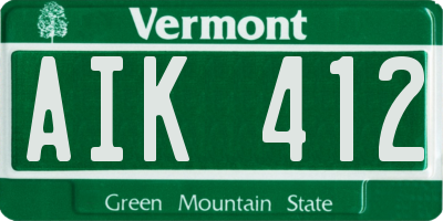 VT license plate AIK412