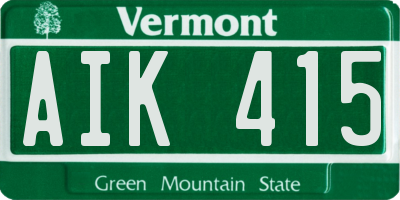 VT license plate AIK415